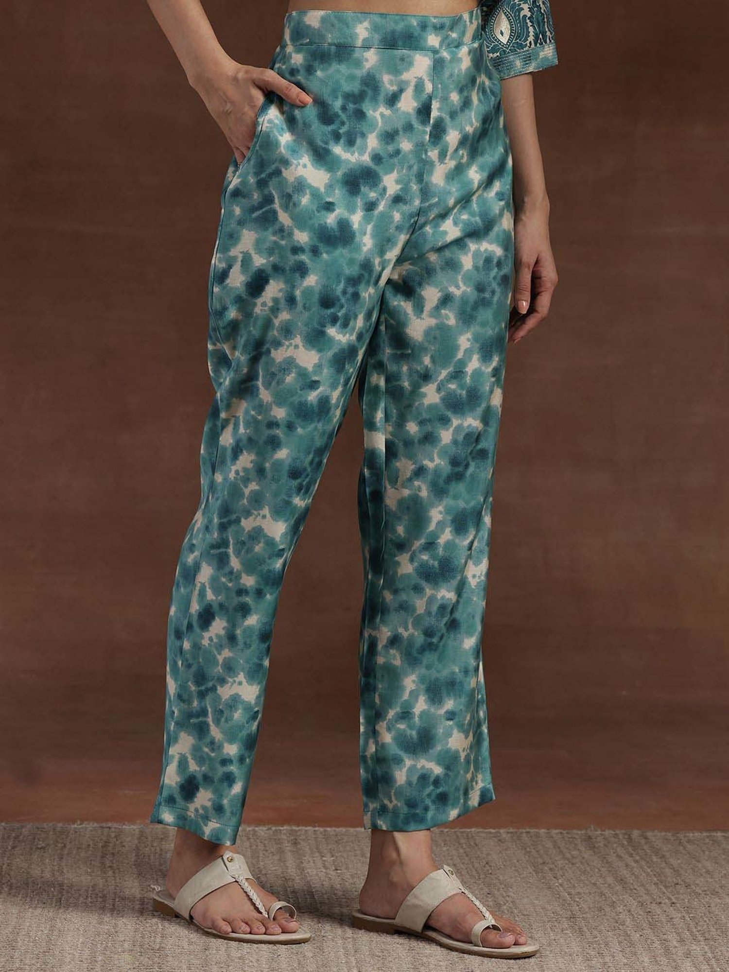 Libas Blue Printed Kurta Pant Set