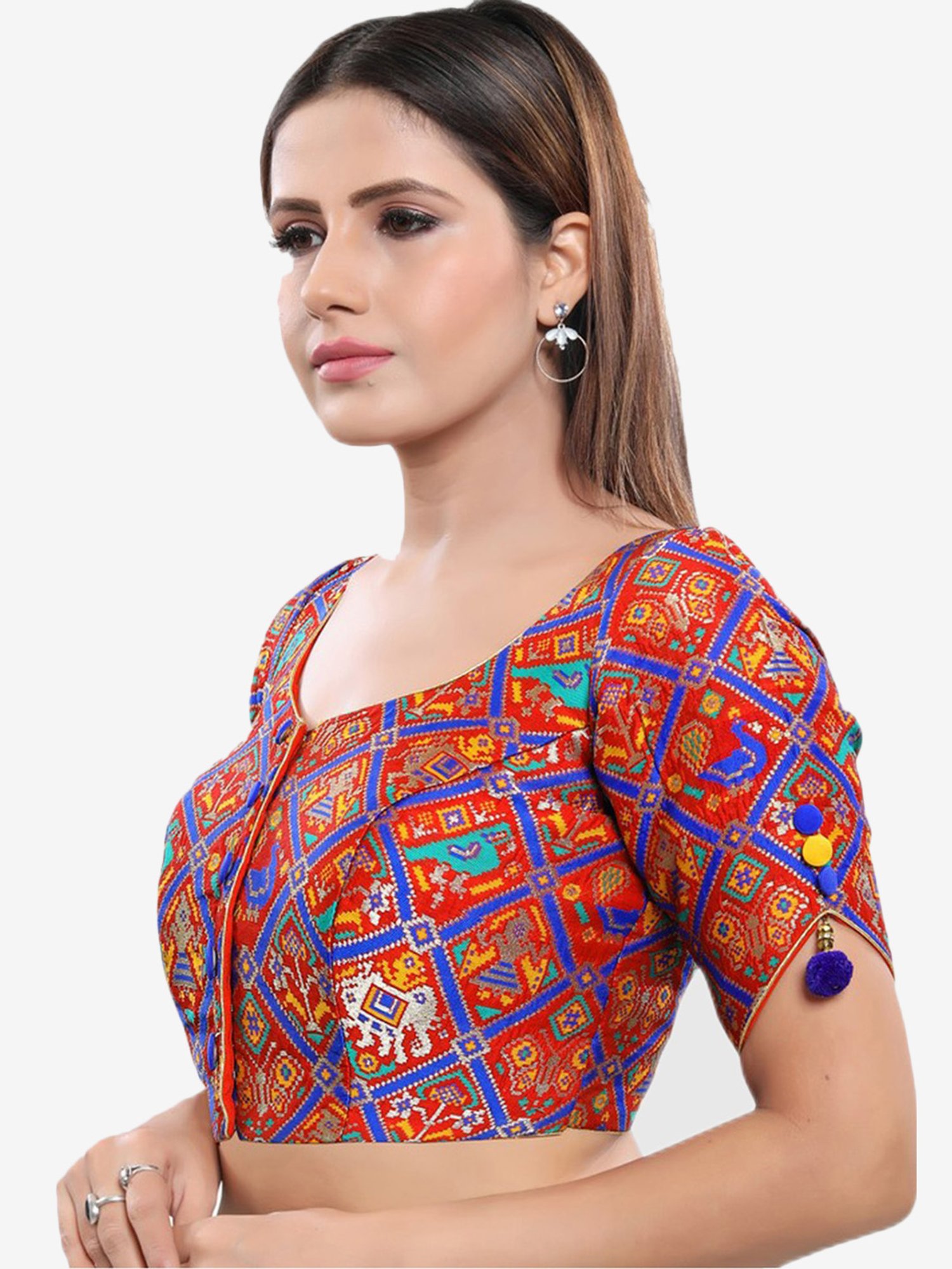 Salwar Studio Red Printed Blouse
