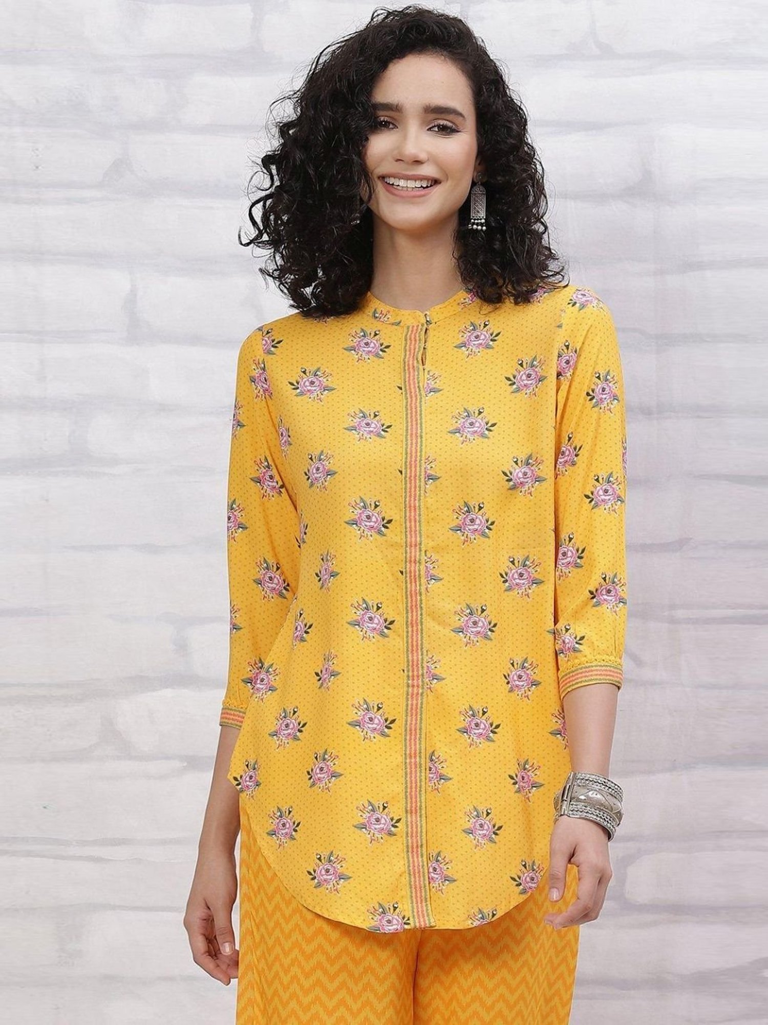 Rangriti Yellow Printed Tunic