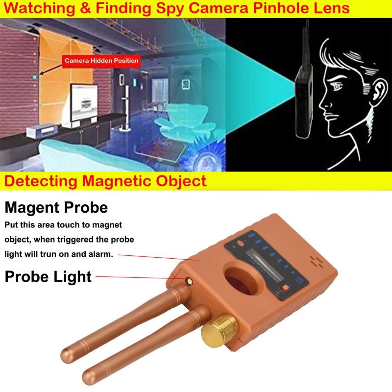 Upgraded Hidden Camera Detector Bug Sweeper Laser Lens RF Signal Finder Full Frequency GSM GPS Device Tracker