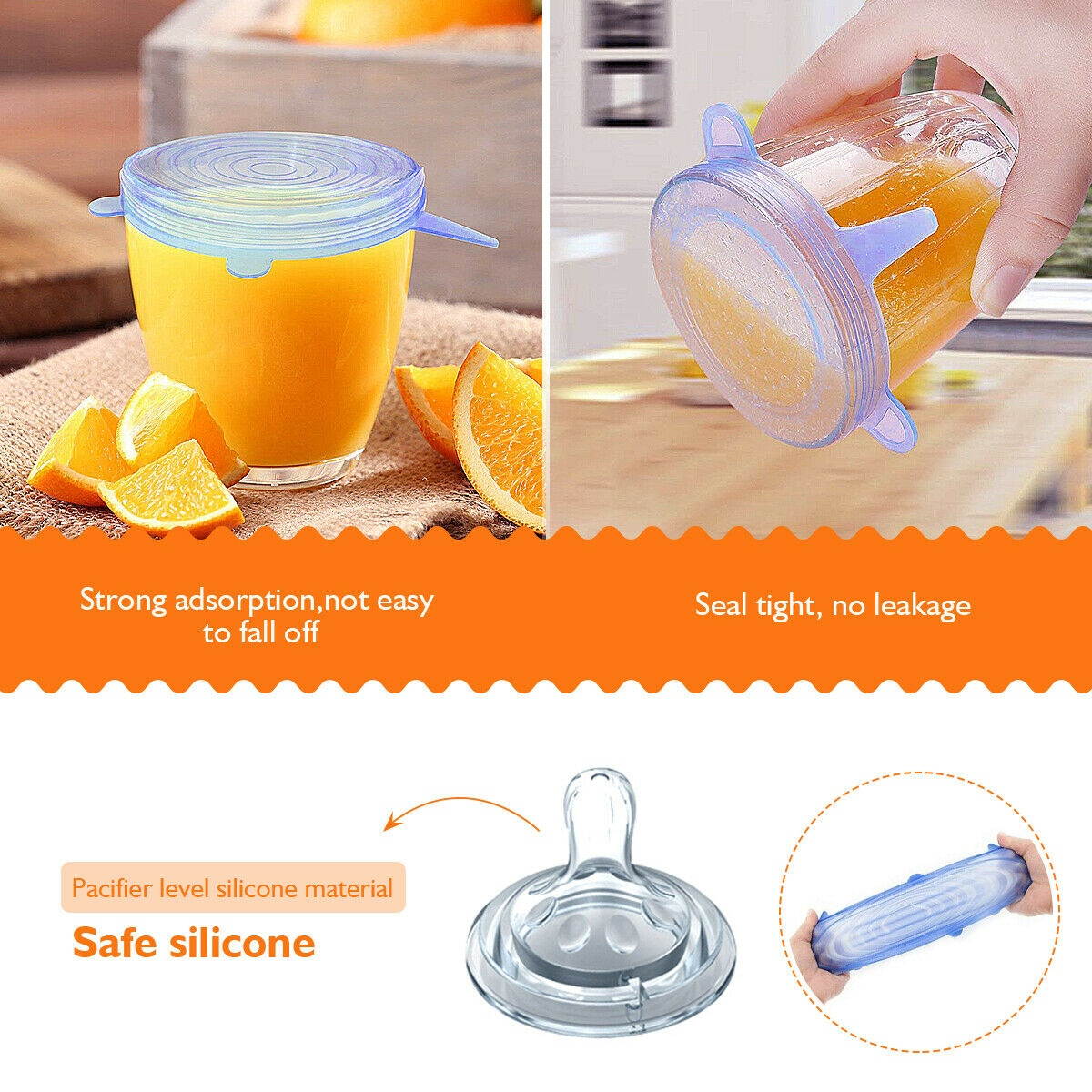 12pcs Stretch Reusable Silicone Bowl Food Storage Wraps Cover Seal Fresh Lids US