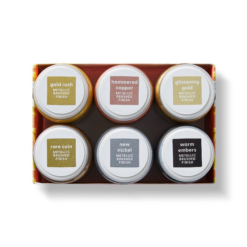 6ct Metallic Brushed Acrylic Paints - Mondo Llama™