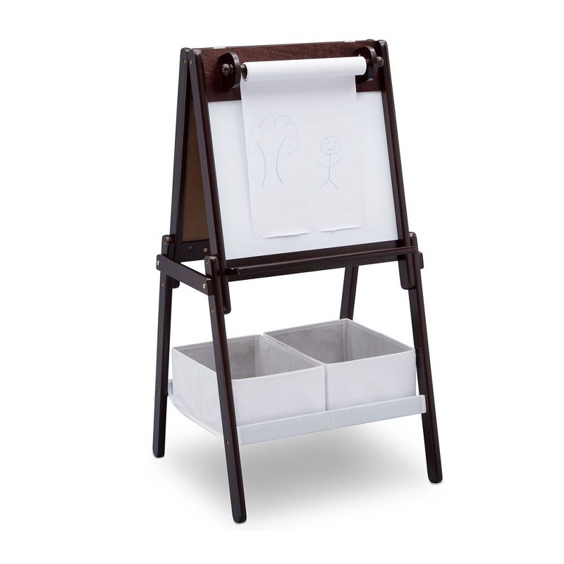 Delta Children MySize Wooden Double-Sided Easel with 2 White Storage Baskets, Dark Chocolate Brown