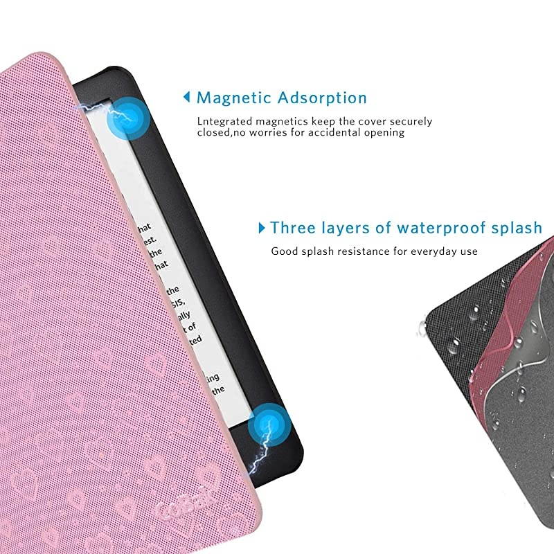 Case for All New Kindle 10th Generation 2019 Released Will Not Fit Kindle Paperwhite or Kindle Oasis Premium PU Leather Smart Cover with Auto Sleep and WakePink Sparking Heart