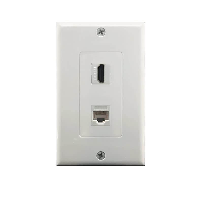 HDMI and Cat6 Ethernet RJ45 Wall Plate For HDTVWith Single Gang Low Voltage Mounting Bracket