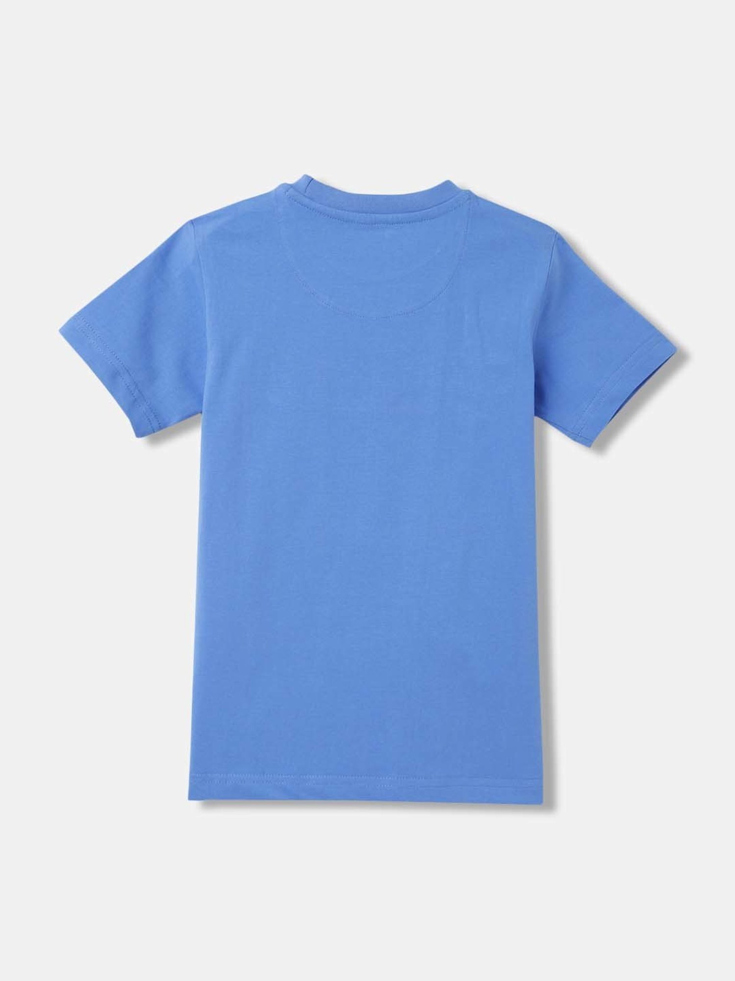 Blue Giraffe Kids Sea Blue Cotton Embroidered T-Shirt