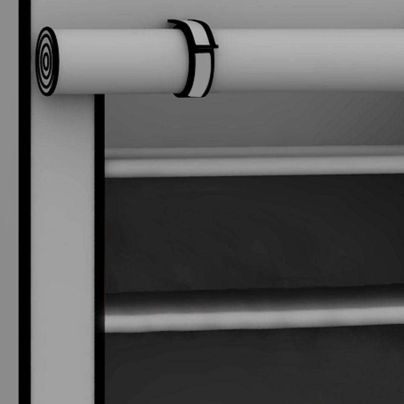 Home Basics 5 Tier Quick Set Up Portable Free-Standing Wardrobe 12 Pair Shoe Cabinet Closet Organizer with Fabric Shelves and Roll-Down Cover, Grey