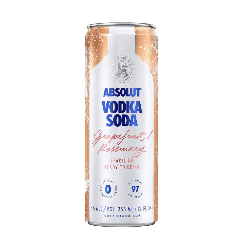 Absolut Grapefruit & Rosemary Sparkling Vodka Soda - 4pk/355ml Cans