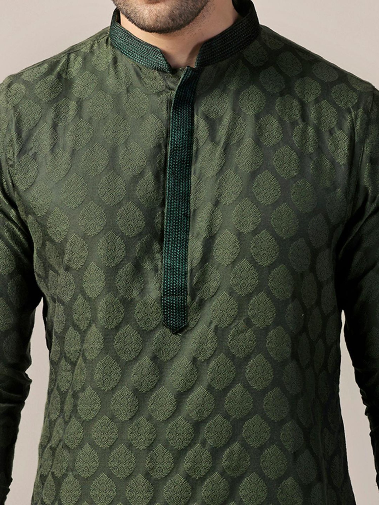 Kisah Green Regular Fit Embroidered Kurta Bottom Set