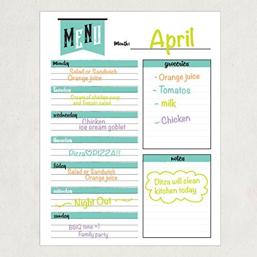 Best EXTRA LARGE 13 x 17 -inch Dry Erase or Wet Erase Laminated Magnetic Dry Erase Menu And Groceries Planner - Perfect for Refrigerators Keep a Weekly Meal Plan & Grocery List Blue & White