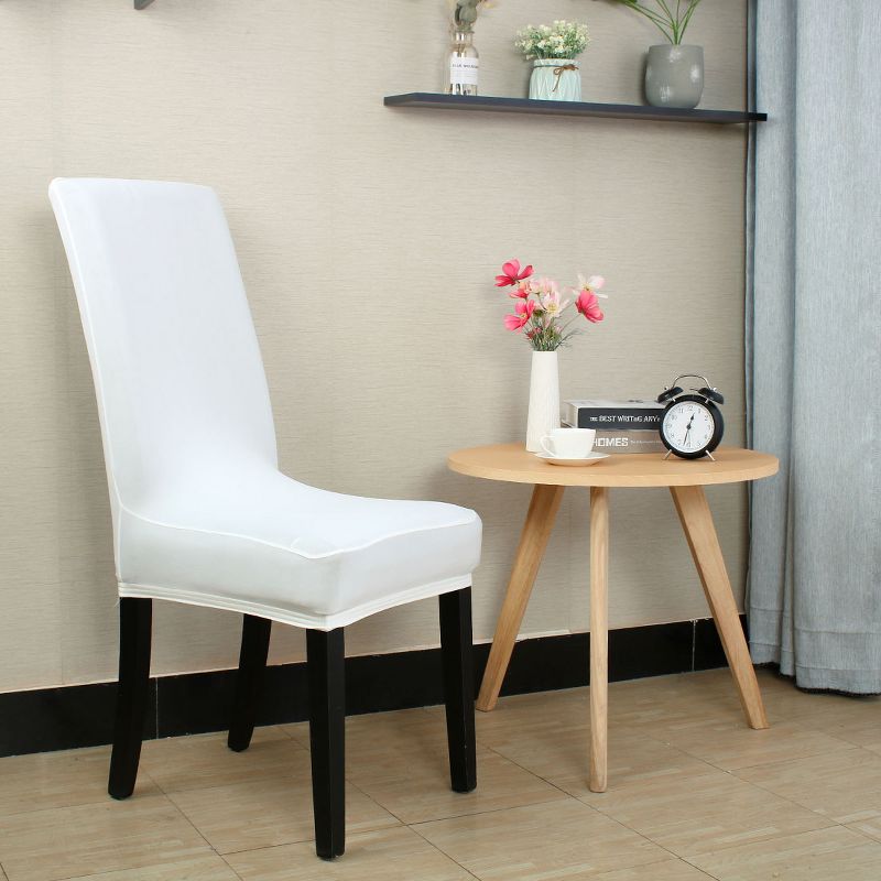 5 Pcs Spandex Elastic Washable Decor Party Dining Chair Slipcovers White  - PiccoCasa