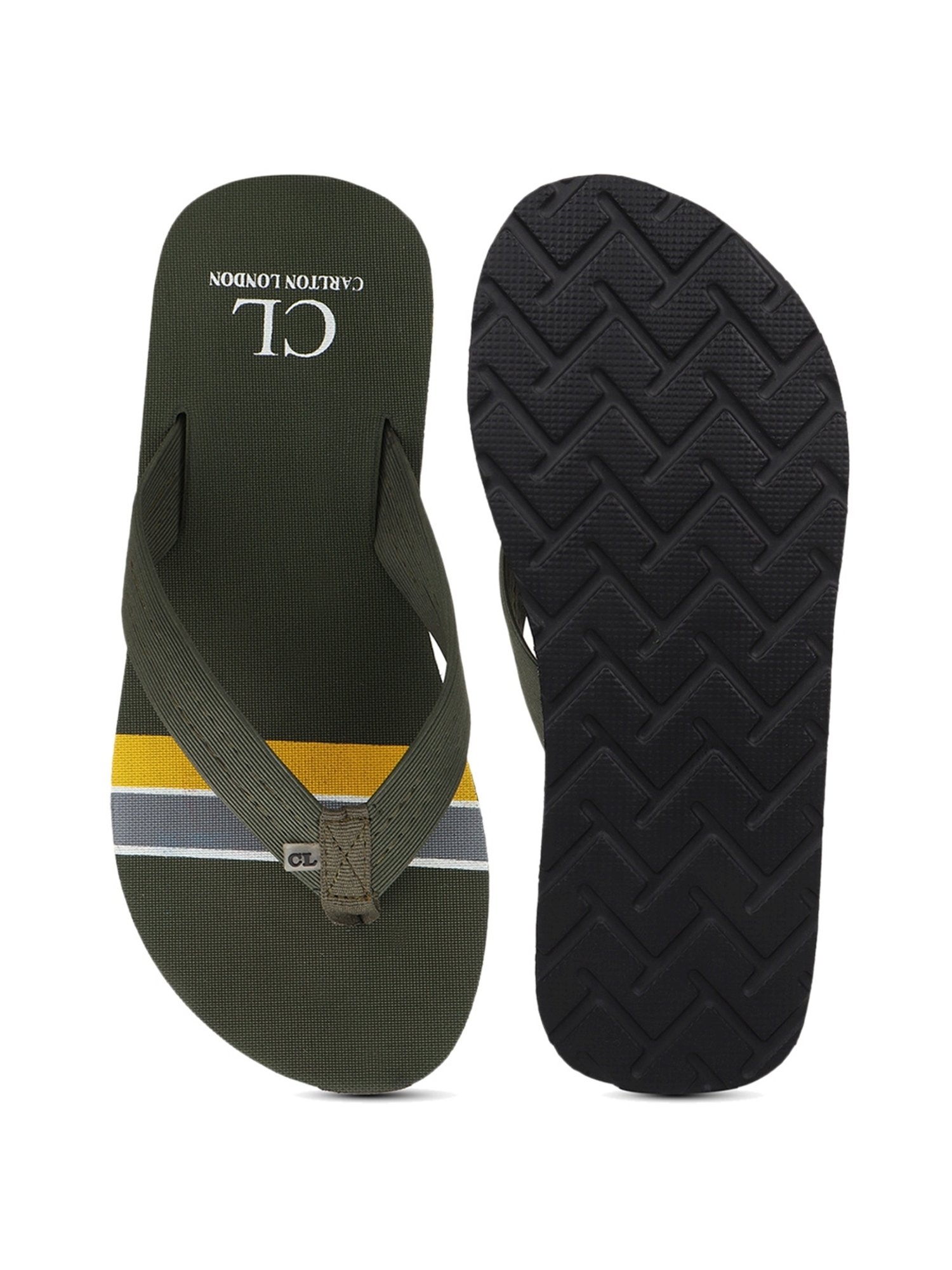 Carlton London Men's Olive Flip Flops