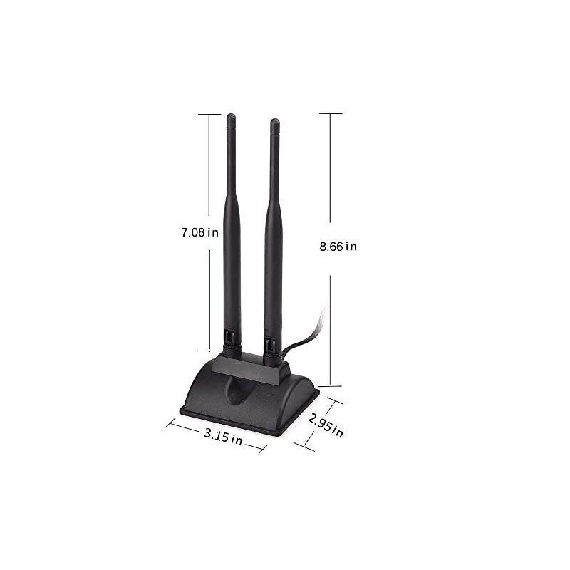 Dual WiFi Antenna with RPSMA Male Connector 24GHz 5GHz Dual Band Antenna Magnetic Base for PCIE WiFi Network Card USB WiFi Adapter Wireless Router Mobile Hotspot