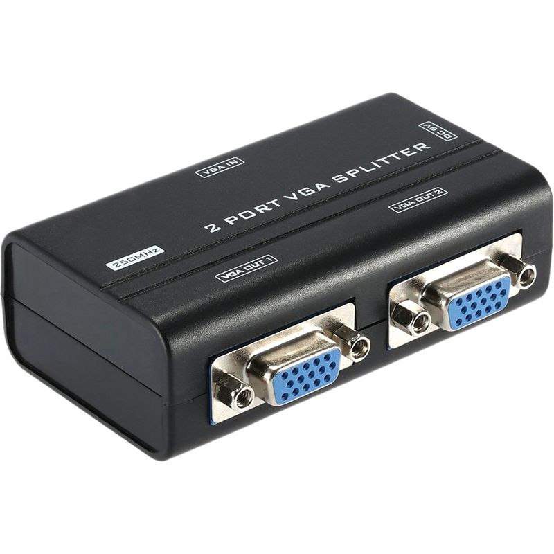 4XEM 2-Port VGA Splitter 250 MHz - 250 MHz to 250 MHz - 1920 x 1440 - 213 ft Maximum Operating Distance - VGA In - VGA Out