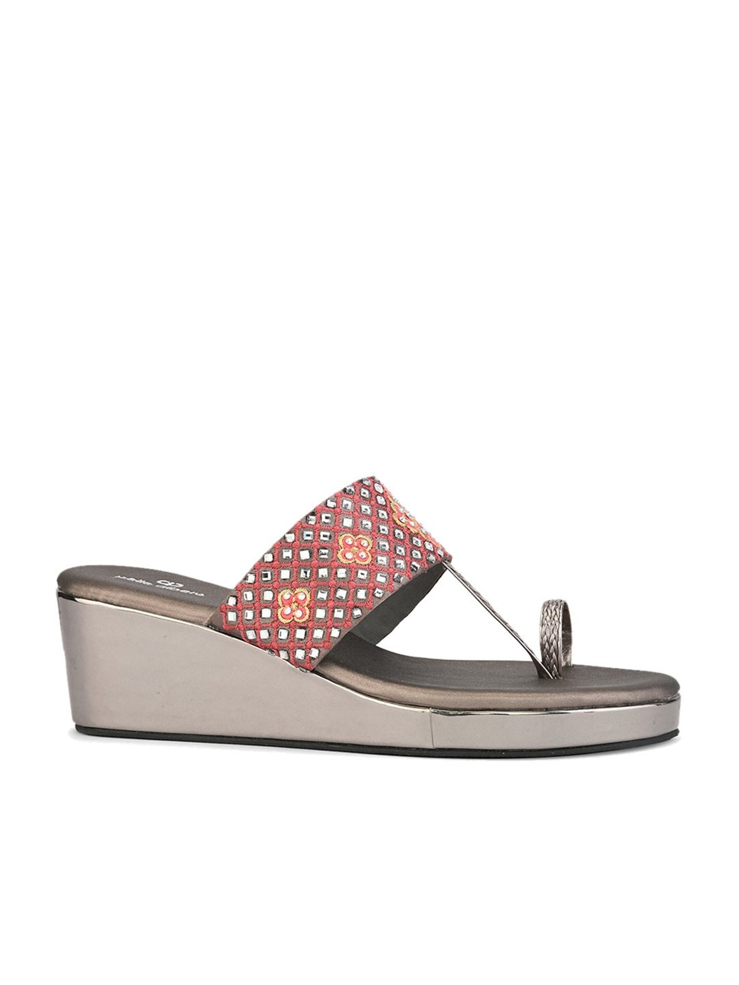 Pelle Albero Women's Grey Toe Ring Wedges
