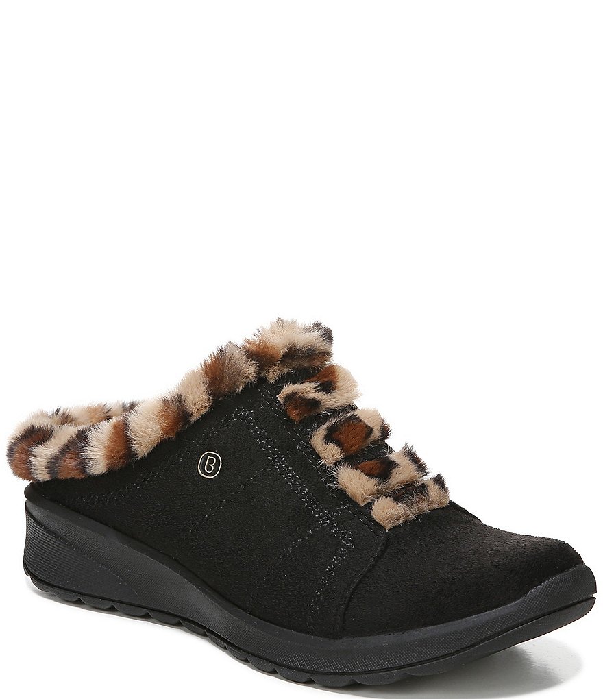 Bzees Golden Cozy Washable Slip-On Leopard Print Faux Fur Mules
