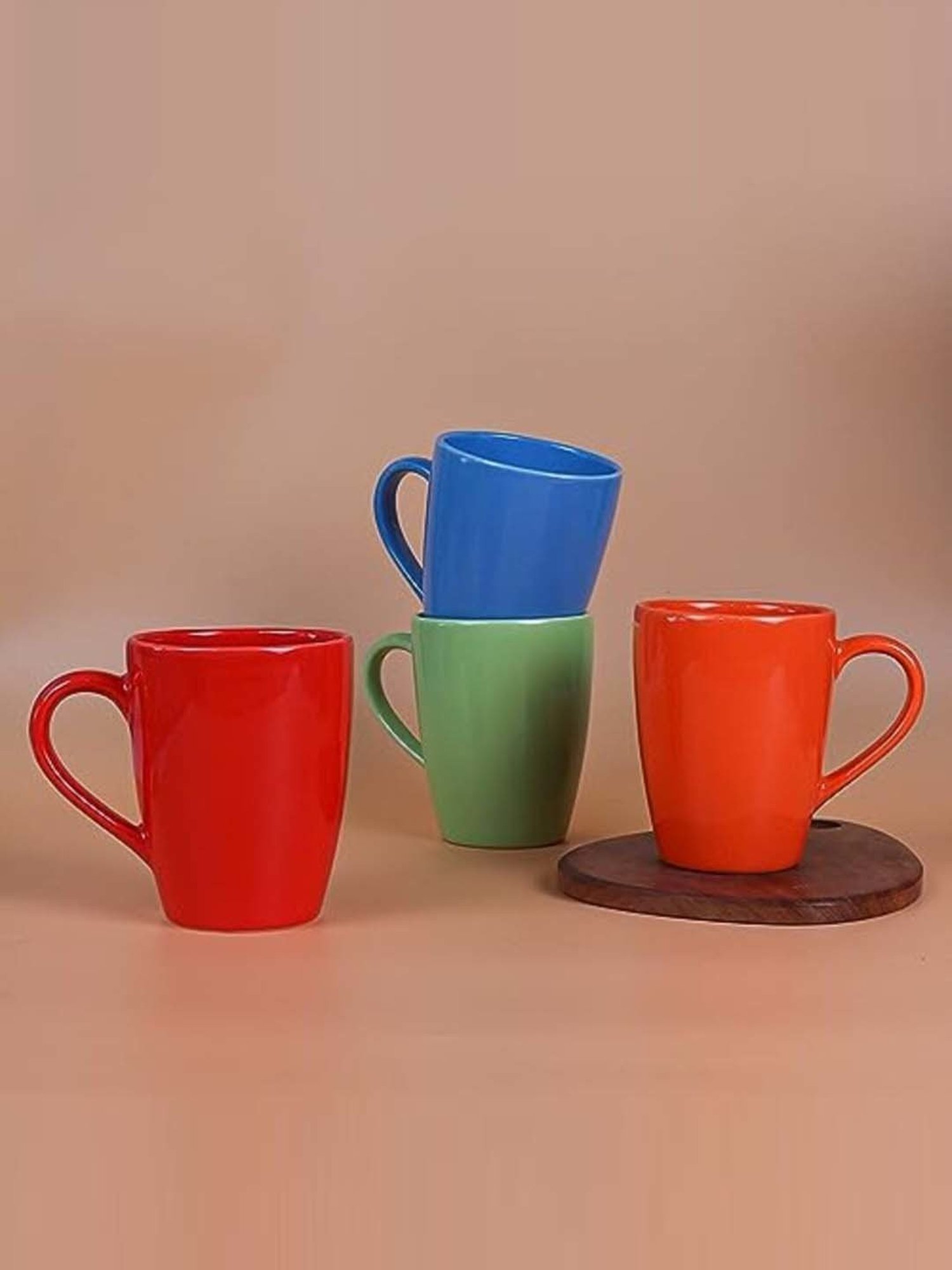 Femora Multicolor Ceramic Coffee Mugs (0.36 L) - Set of 4