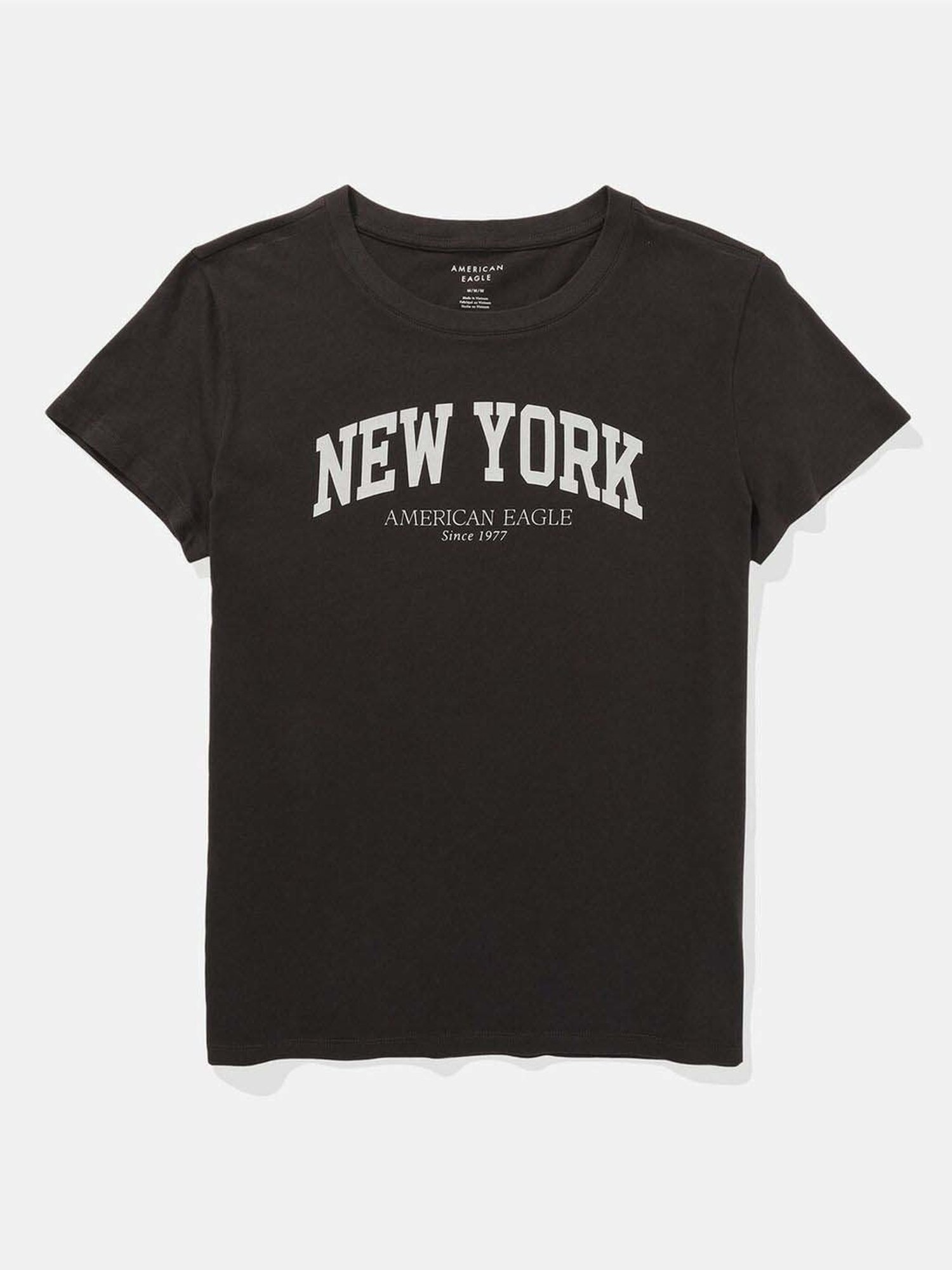 American Eagle Outfitters Black Cotton Printed T-Shirt