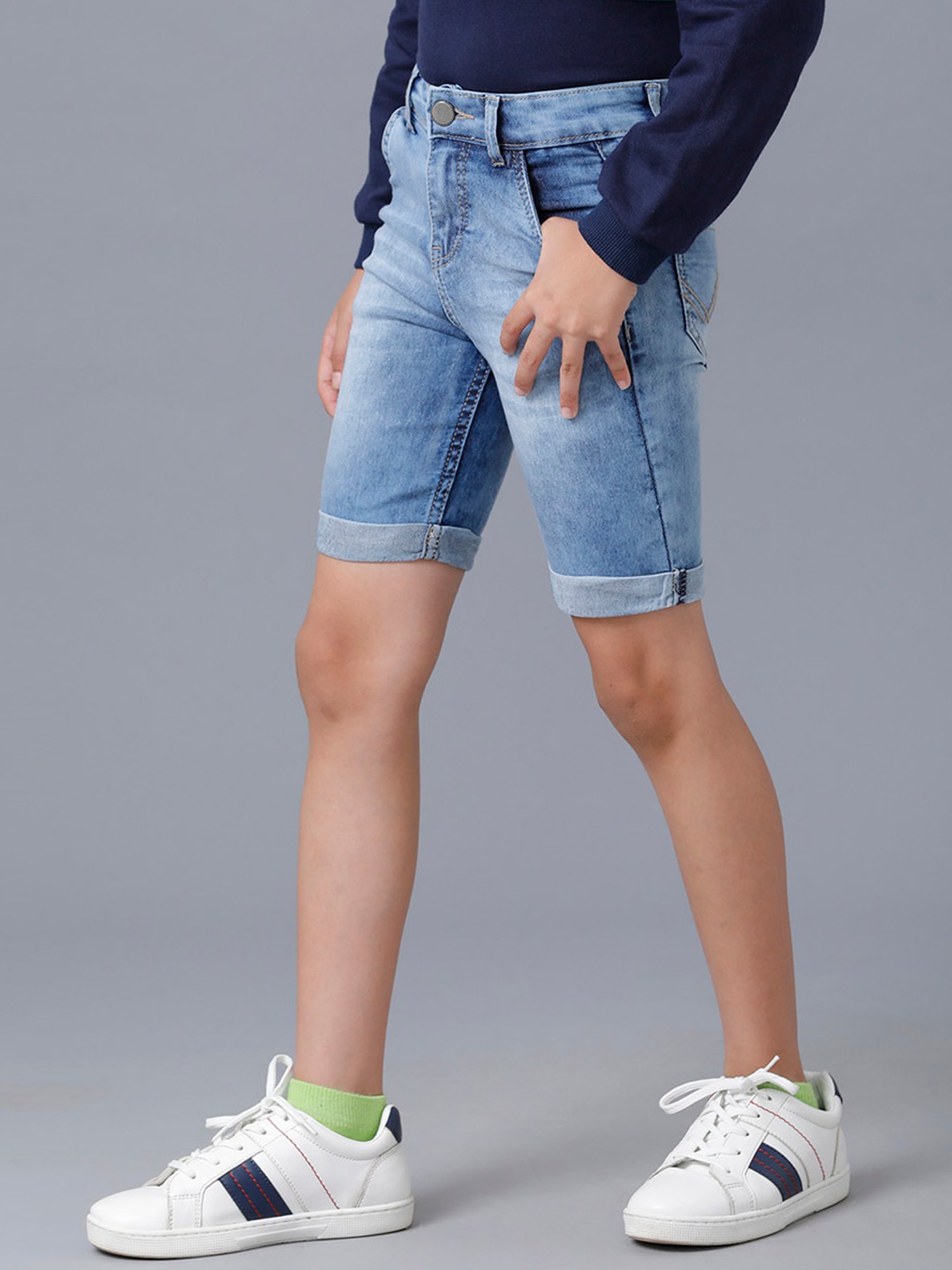 Under Fourteen Only Kids Blue Washed Shorts