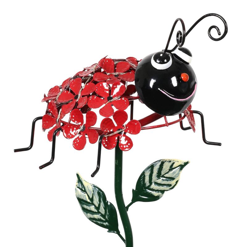 26.18" Metal Solar Lady Bug Stake Red - Exhart