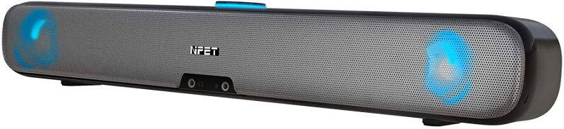 Computer Speaker, PC Wired Desktop Sound Bar with LED Lights, Stereo Sound USB Powered for Desktop, Laptop, Mac, iMac, Tablets and More (Black)