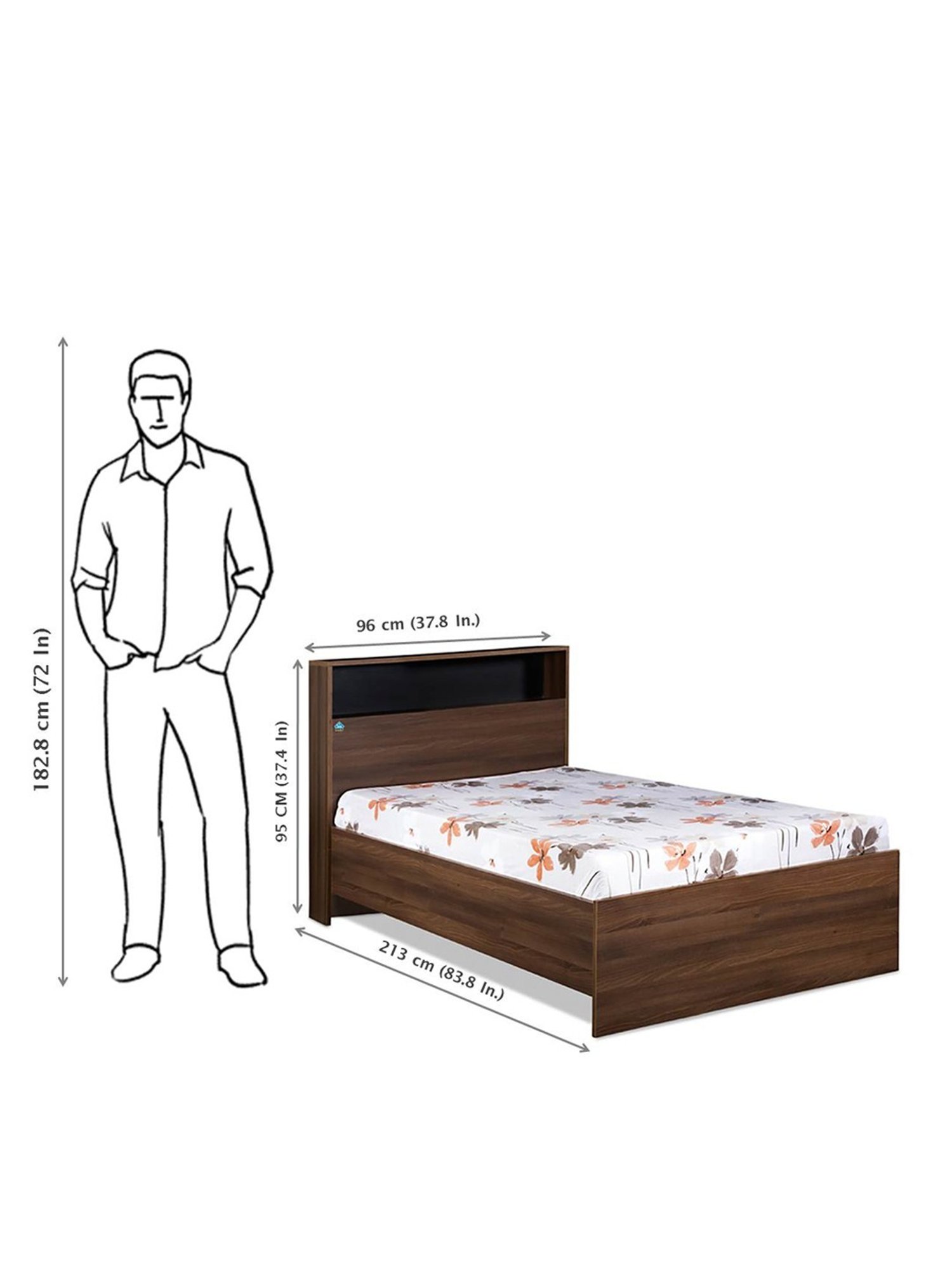 Delite Kom Urban Acacia Dark Engineered Wood Single Bed