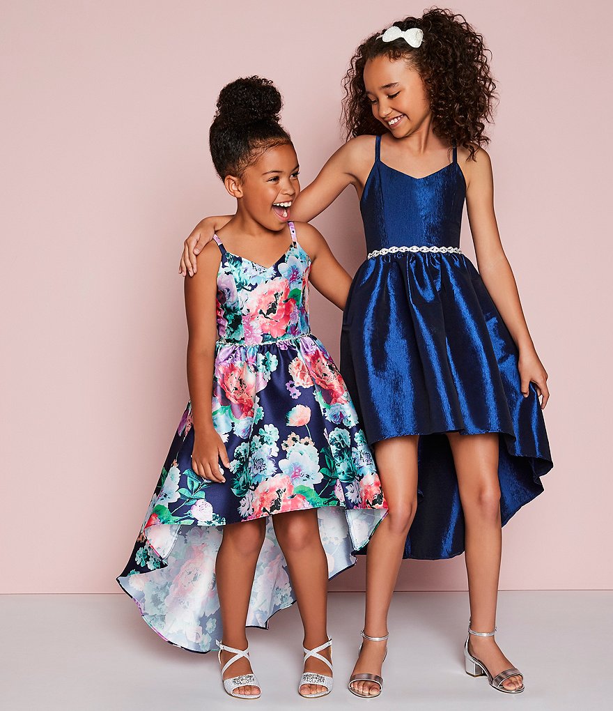 Rare Editions Big Girls 7-16 Floral-Print Extreme High-Low Dress