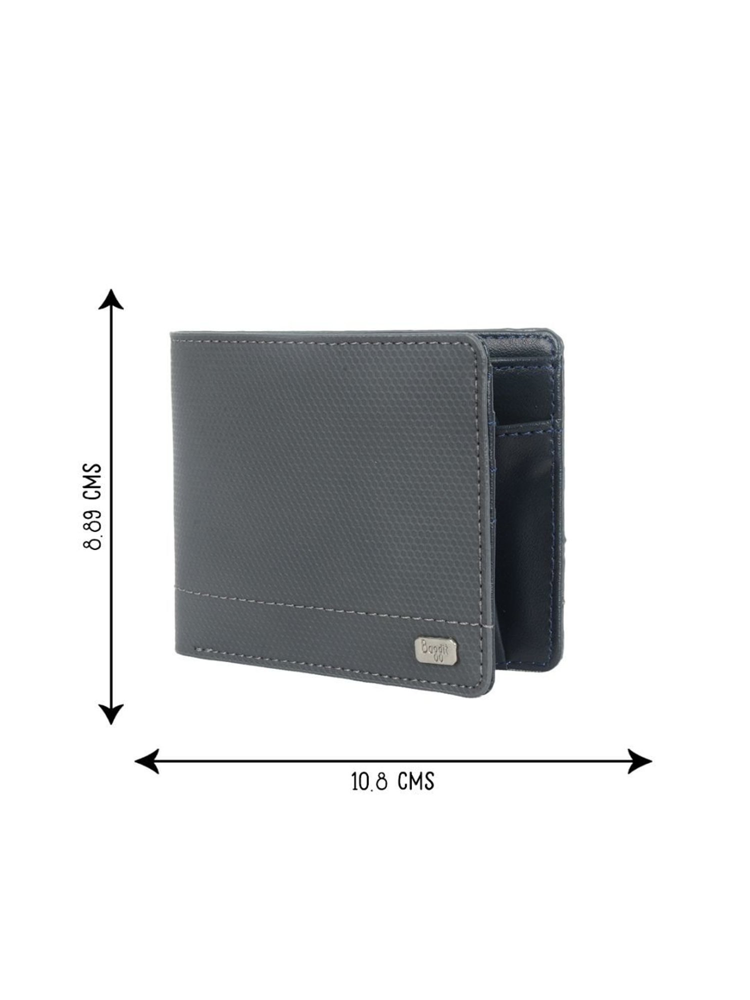 Baggit Jack Arabia Grey PU Textured Bi-Fold Wallet