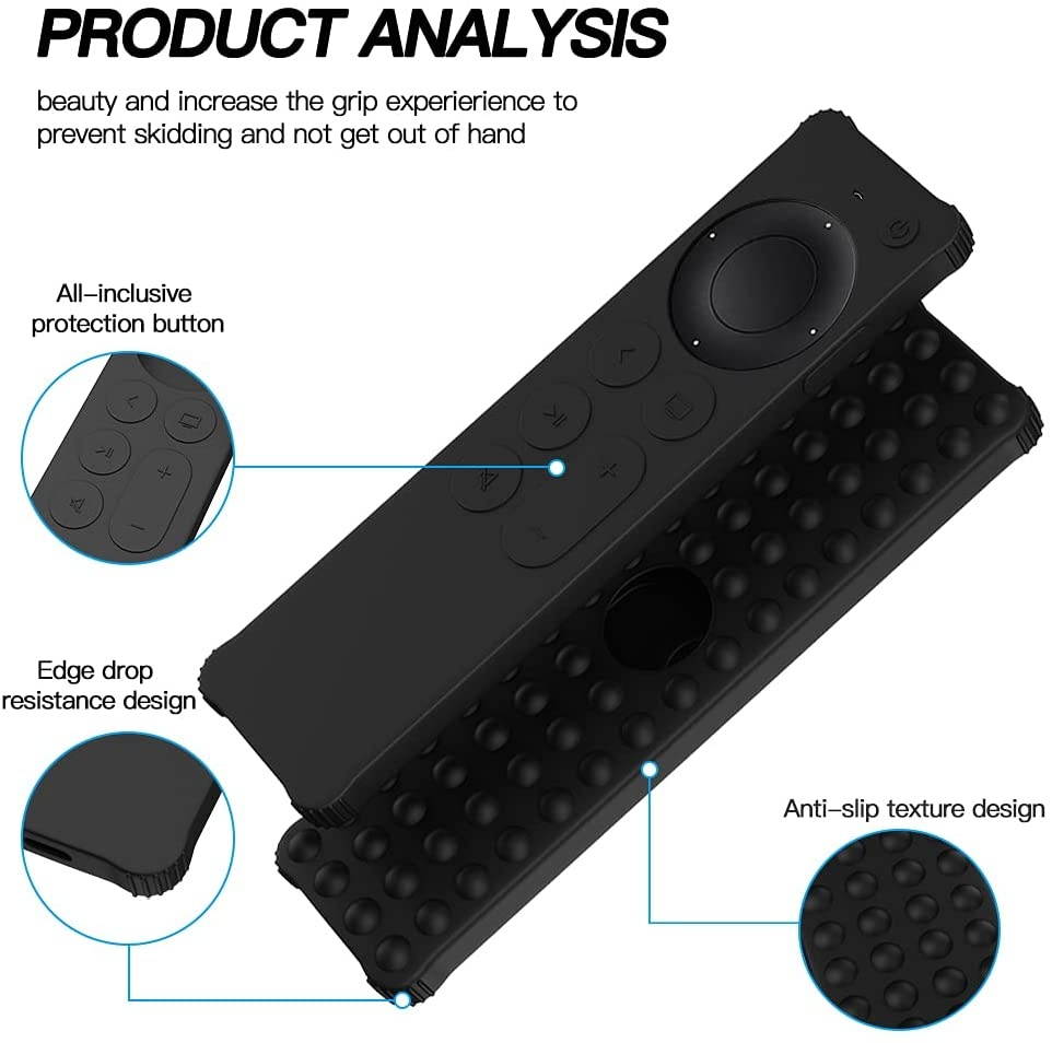 AWINNER Protective Case Compatible for 2021 Apple TV Siri Remote (2nd Generation) - Lightweight [Anti Slip] Shock Proof Silicone Cover Compatible for 2021 Apple TV 4K and Apple TV HD (Black)