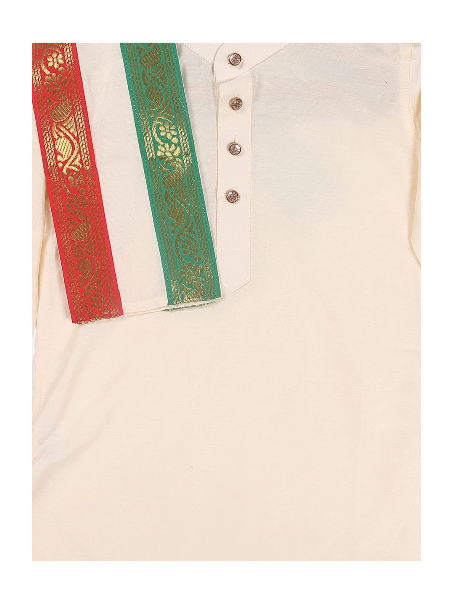 VASTRAMAY SISHU Cream & Red Cotton Straight Fit Kurta Set