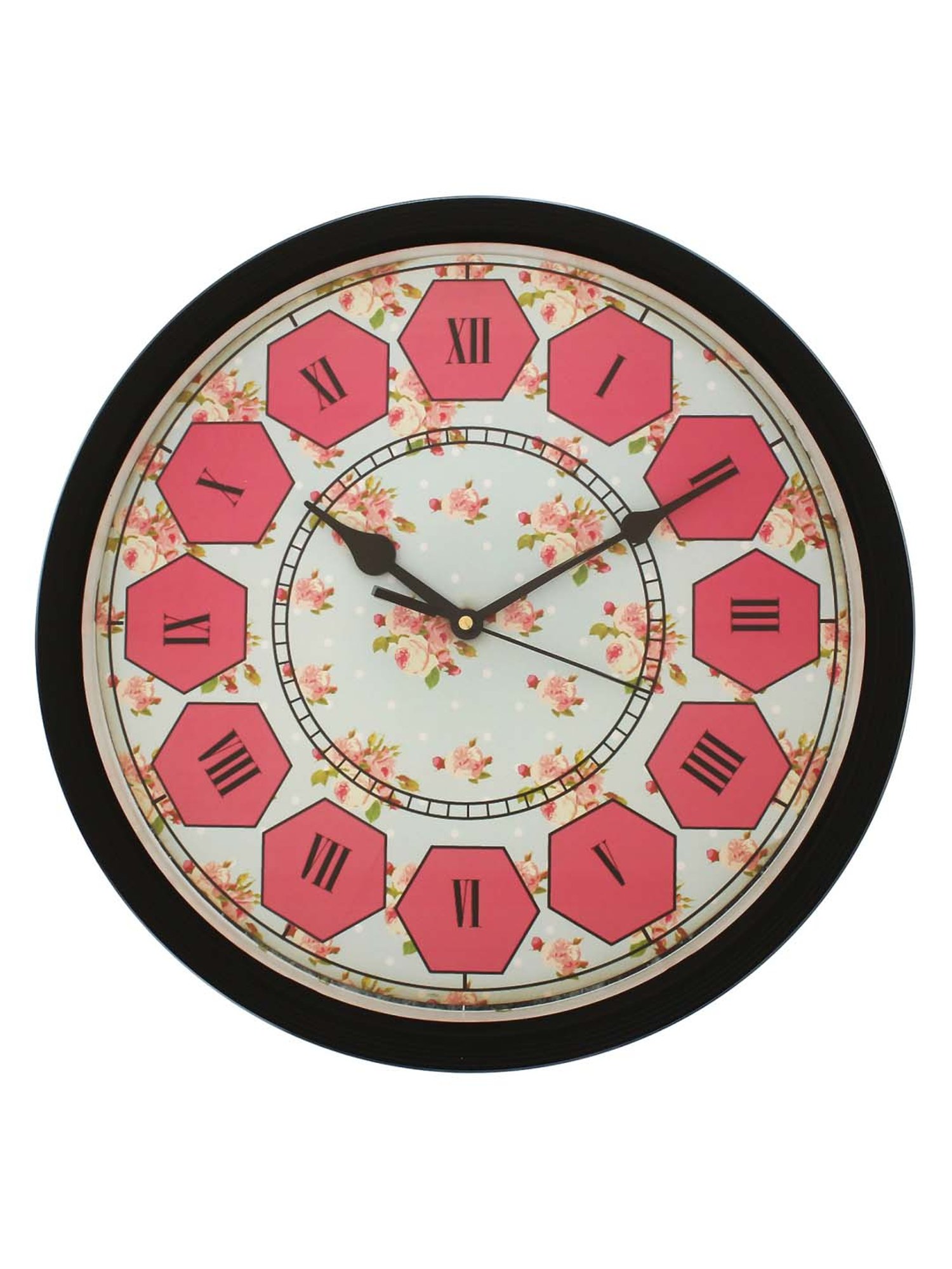 eCraftIndia Designer Round Analog Black Wall Clock