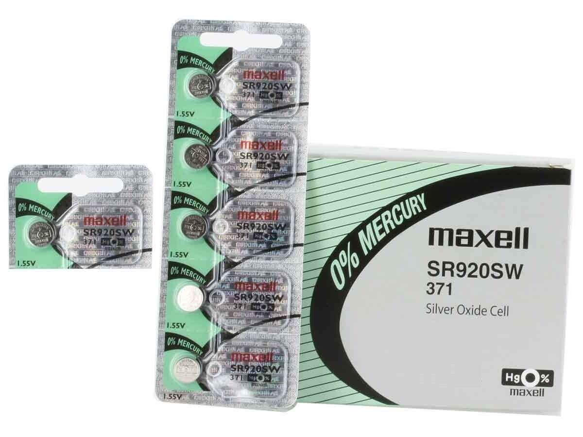 5 Pcs 371 Battery SR920SW Maxell Batteries