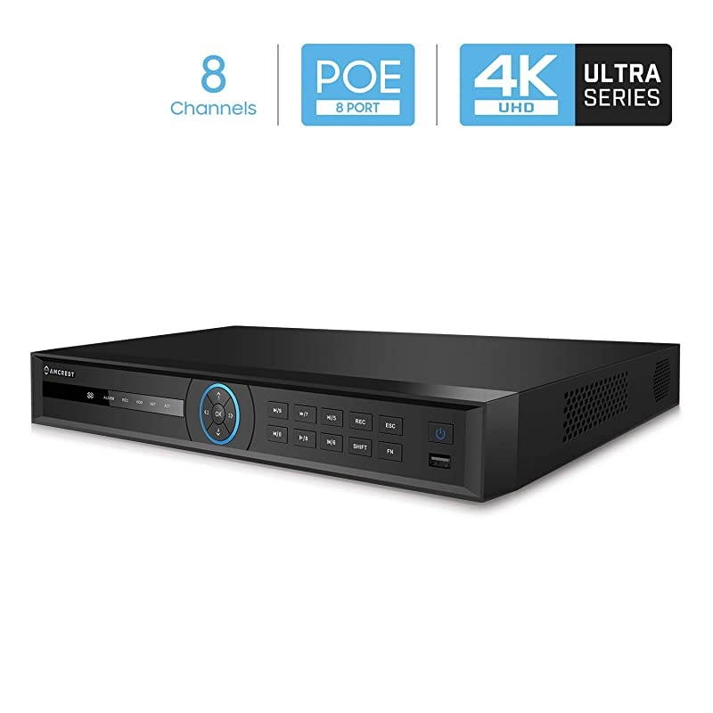 5Series 4K POE NVR 8CH 4K/6MP/5MP/4MP/3MP/1080P Network Video Recorder (8-Port PoE) - Supports up to 8 x 4K IP Cameras, Supports up to 2 x 10TB Hard Drives (Not Included)