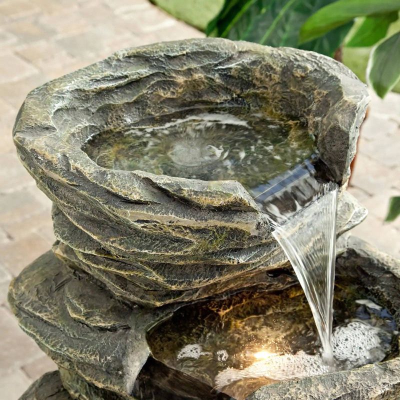 Chatsworth Two Tier Solar On Demand Fountain with Weathered Stone - Smart Solar