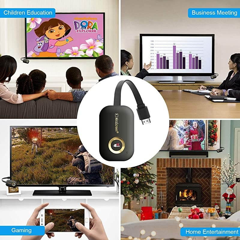 WiFi Display Dongle,  5G/2.4G 4K Wireless HDMI Display Adapter Receiver for TV, Projector, Monitor, HDMI Devices, Support Miracast DLAN Airplay, Compatible with iOS/Android/Mac/Windows