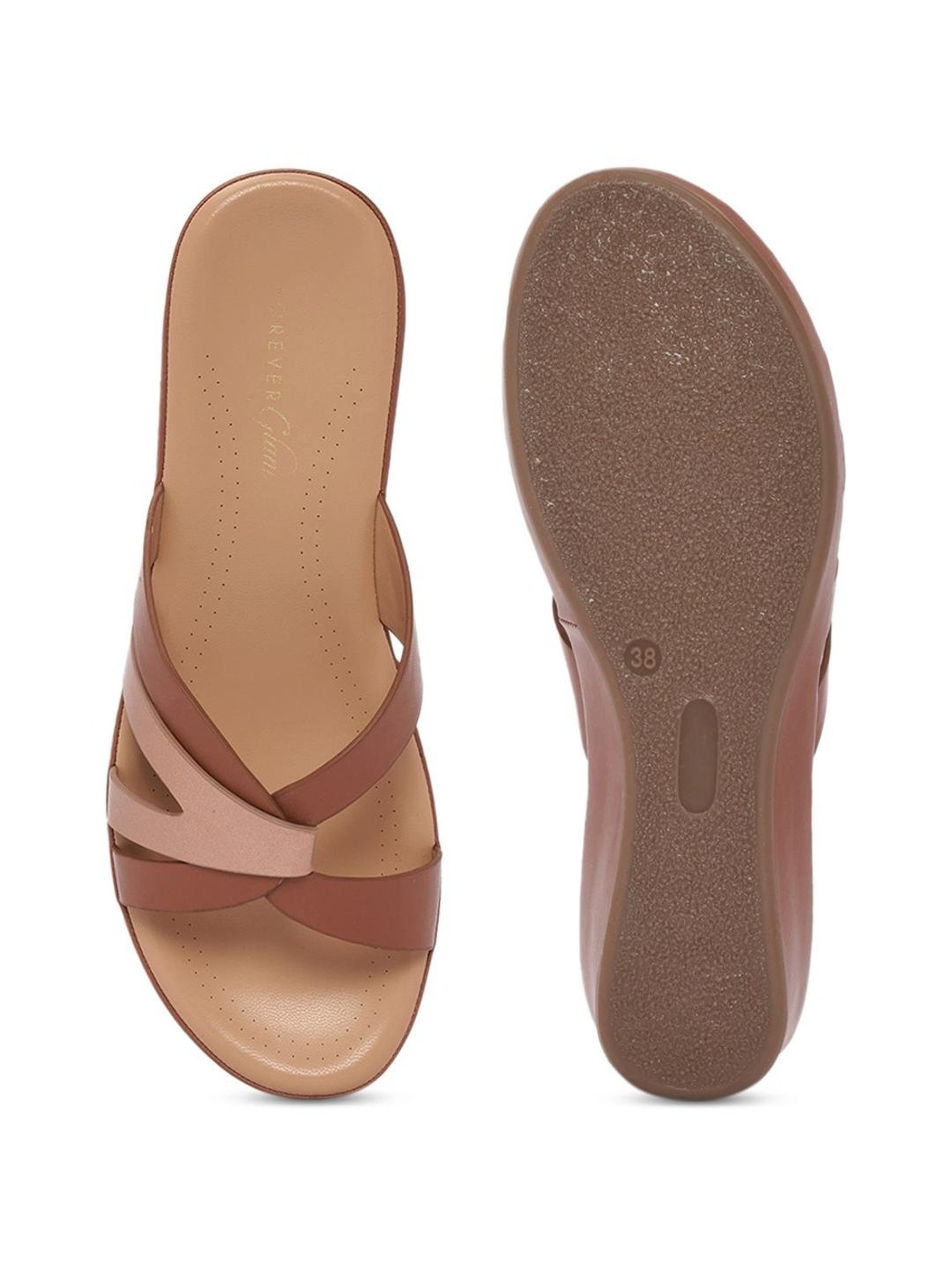 Forever Glam by Pantaloons Women's Brown Cross Strap Wedges