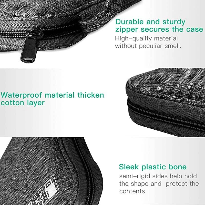 Electronics Organizer, Cable Organizer Bag Waterproof Electronics Organizer Travel Case Cord Organizer for Hard Drives, USB Cables, Flash Drive, Phone, SD Card, Power Bank(Black)