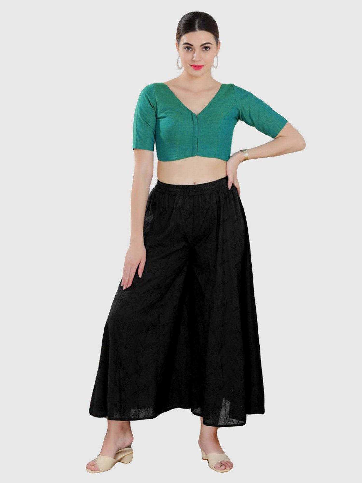 Salwar Studio Rama Green Plain Blouse