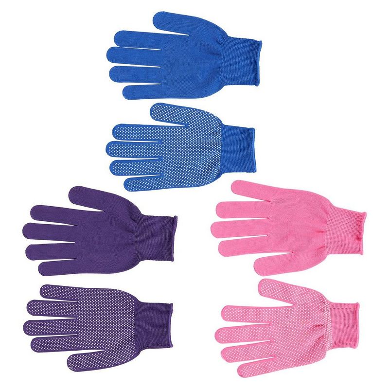 Juvale 6 Pairs Women's Polyester Work Gloves - Knit Gloves - Garden Gloves, Purple, Pink, Blue