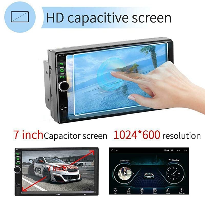 7 Inch Double Din Android Car Stereo in-Dash Multimedia Player with GPS Navigation,FM,Bluetooth,WiFi,USB/TF/AUX Input, Double din Stereo Android 7 inch(B7918 2G RAM+32G ROM)