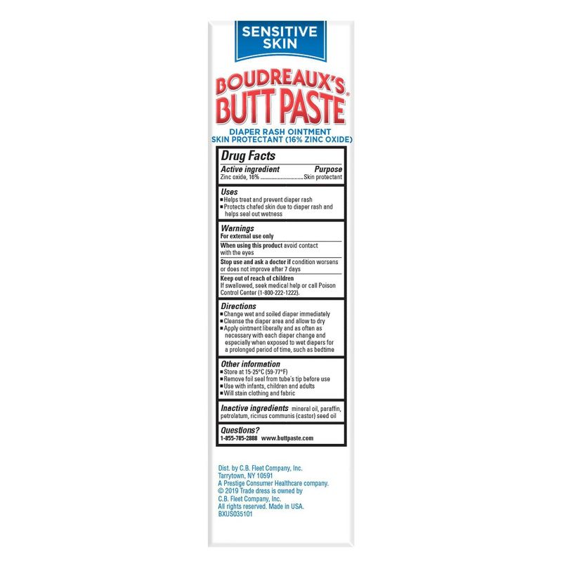 Boudreaux's Butt Paste Baby Diaper Rash Cream for Sensitive Skin - 4oz