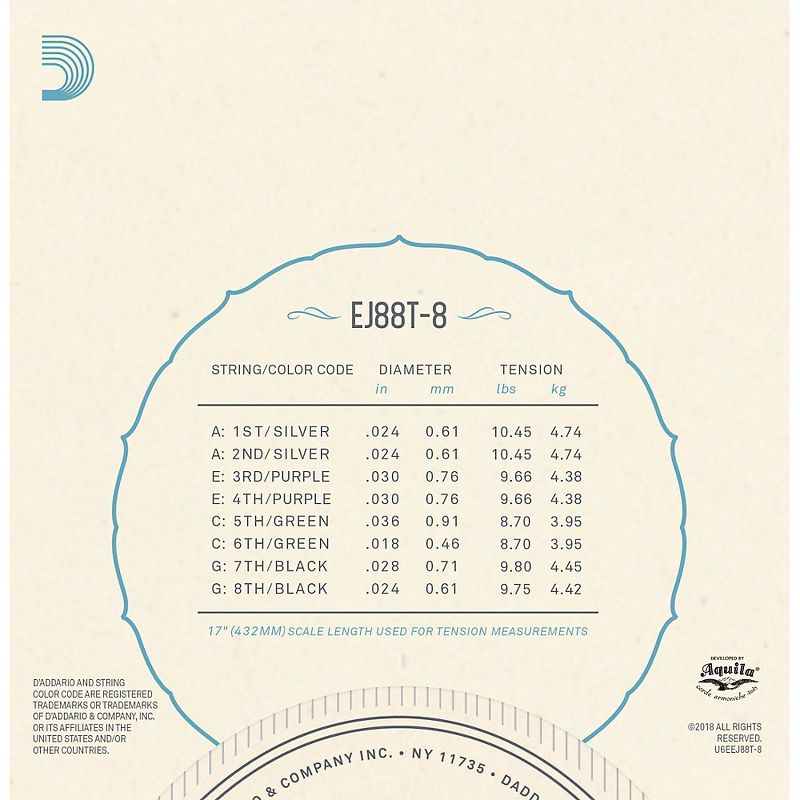D'Addario D'Addario 8-String Nyltech Ukulele Strings Tenor