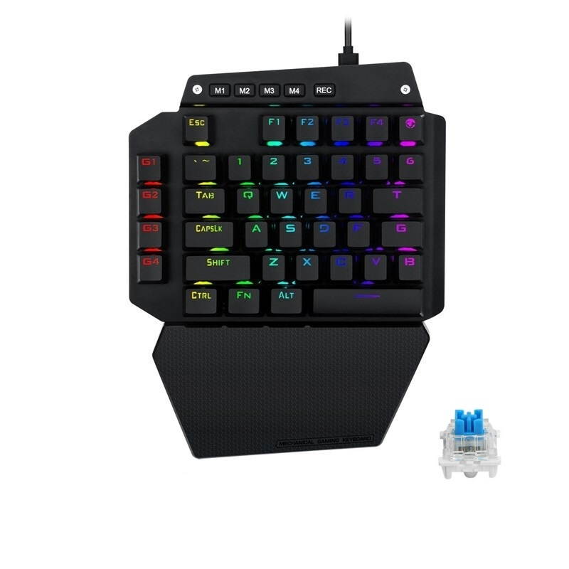 K700 44 Keys RGB Luminous Switchable Axis Gaming One-Handed Keyboard, Cable Length: 1m