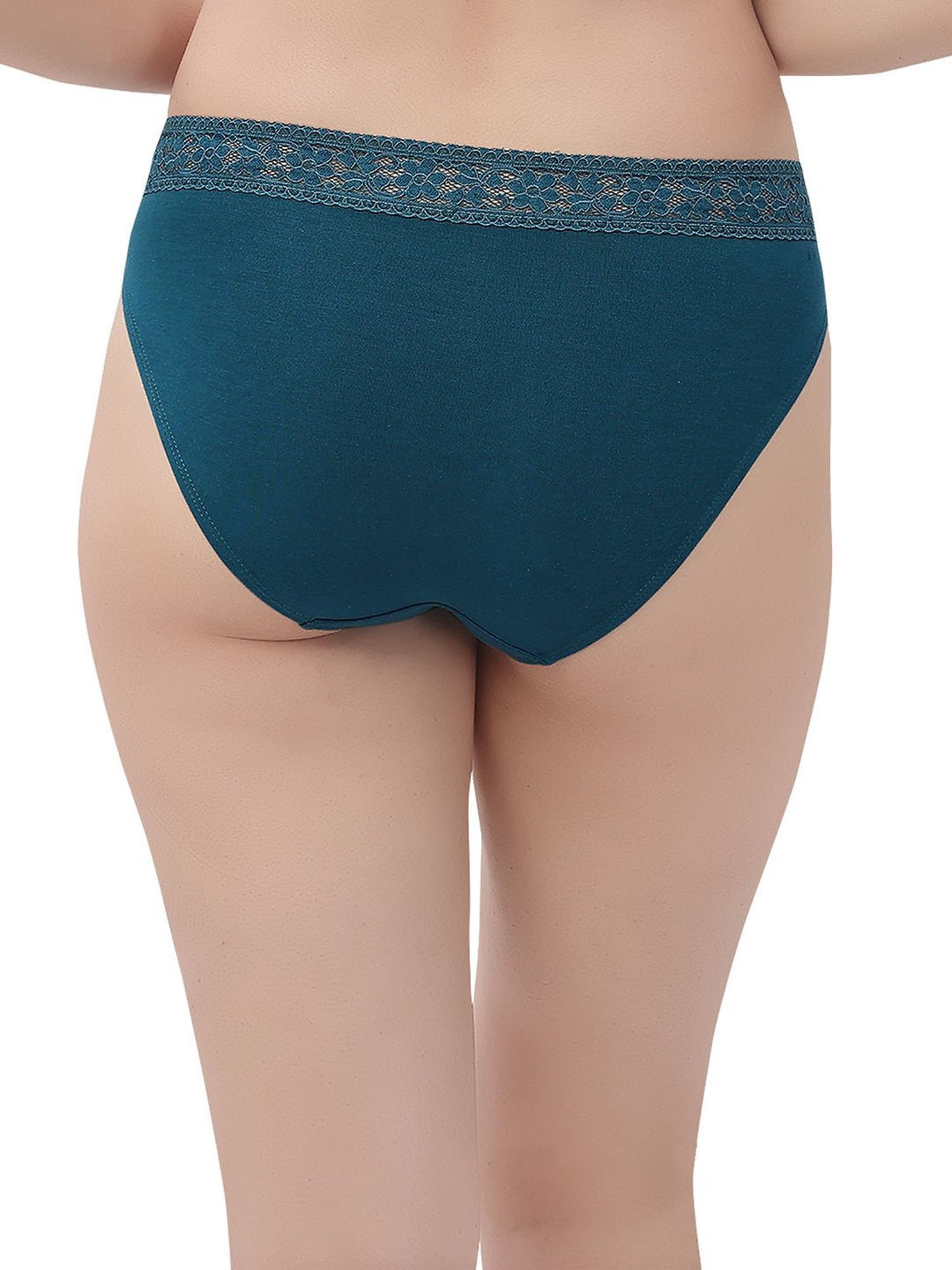 Soie Teal & Light Brown Lace Hipster Panty - Pack of 2