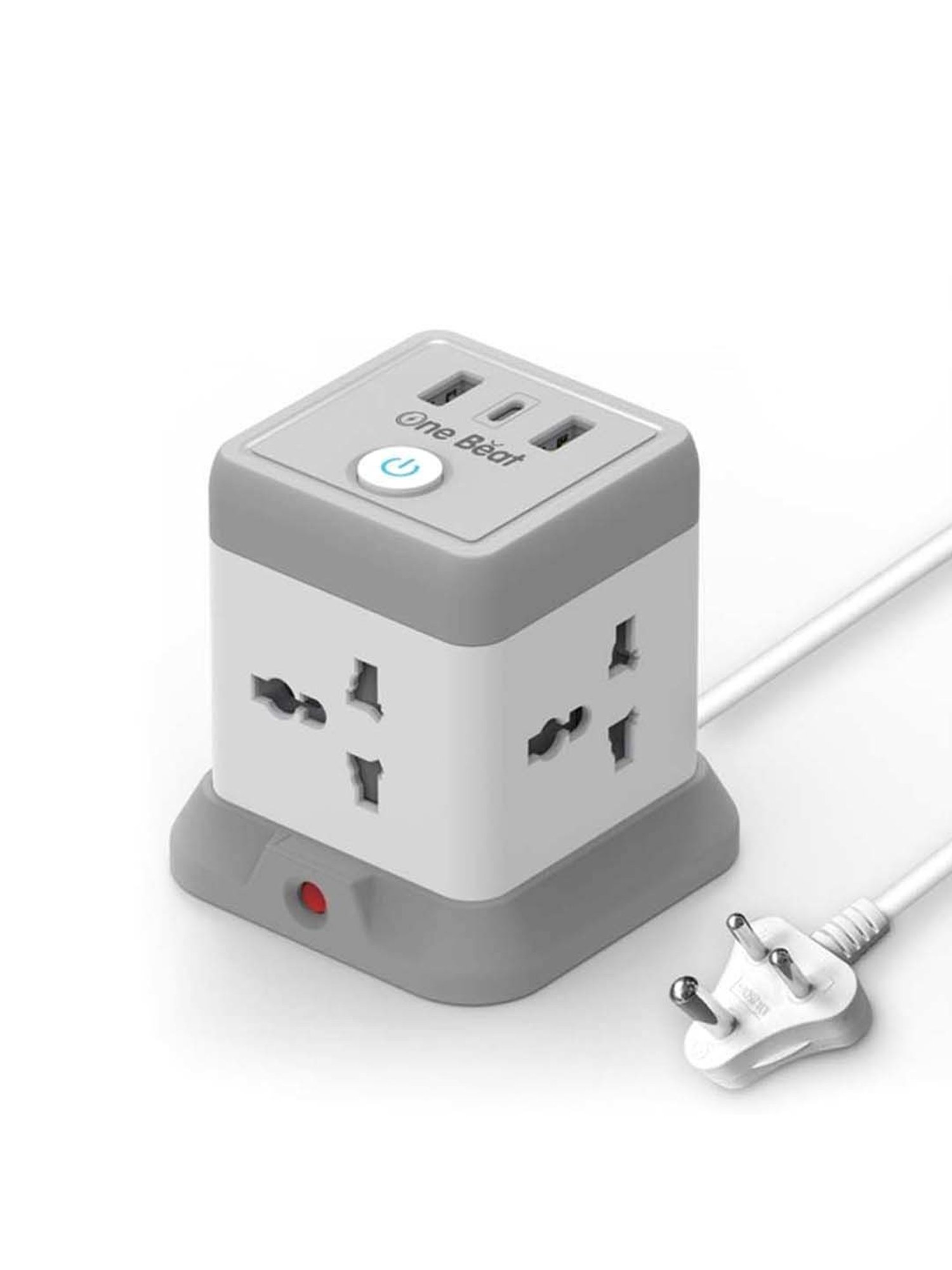 One Beat Cube 4 Socket Extension Boards with USB Port (White, 2 m)