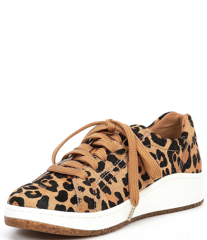 Aetrex Blake Leopard Print Calf Hair Lace-Up Sneakers