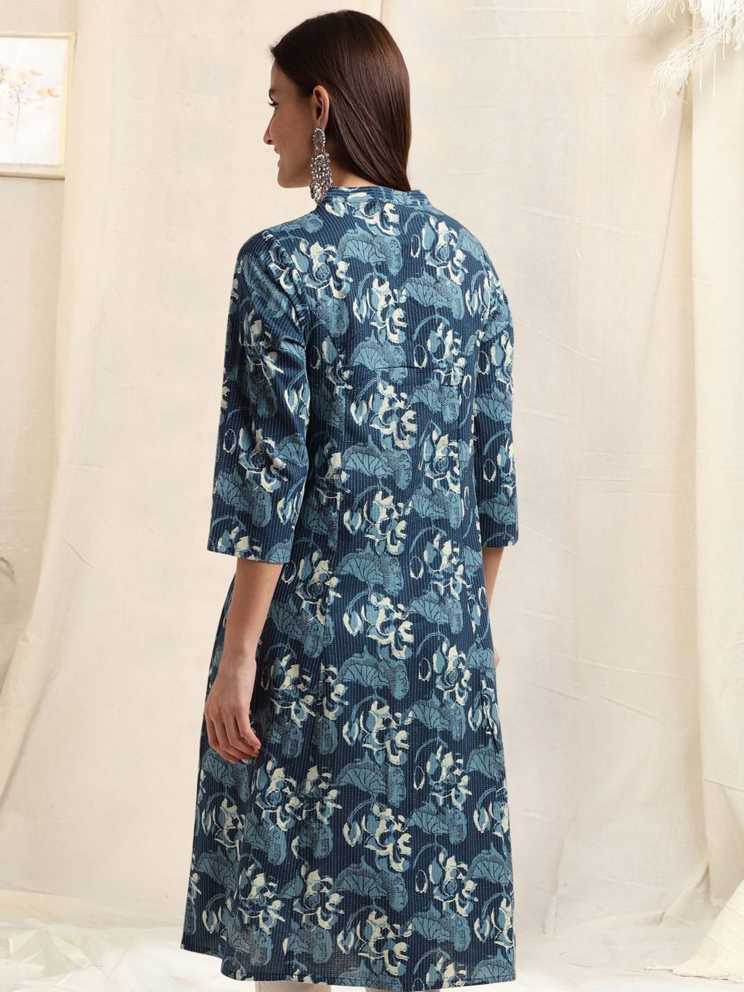 MIRCHI FASHION Blue Cotton Printed Straight Kurta