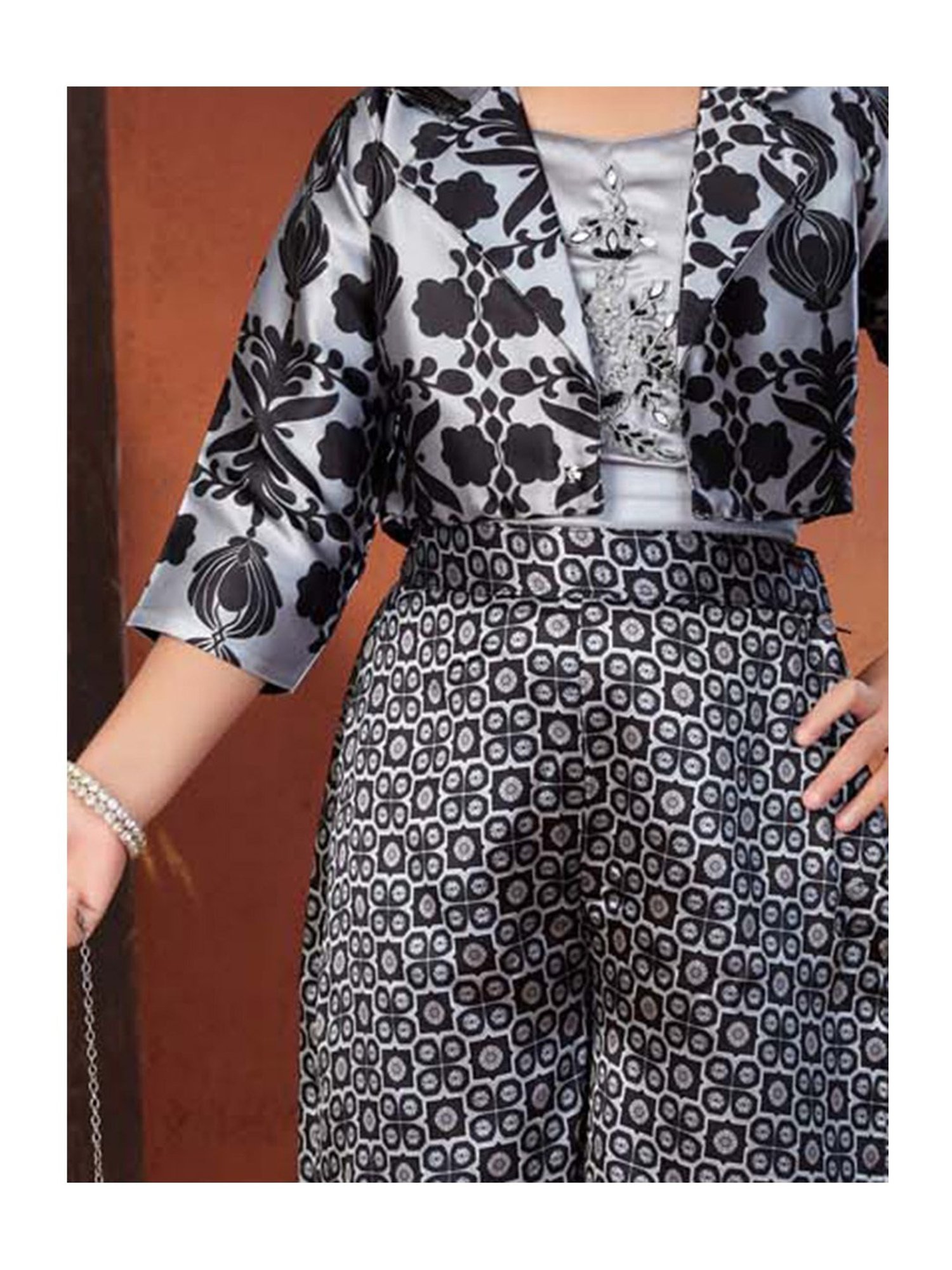 Peppermint Kids Purple & White Floral Print Top with Culottes