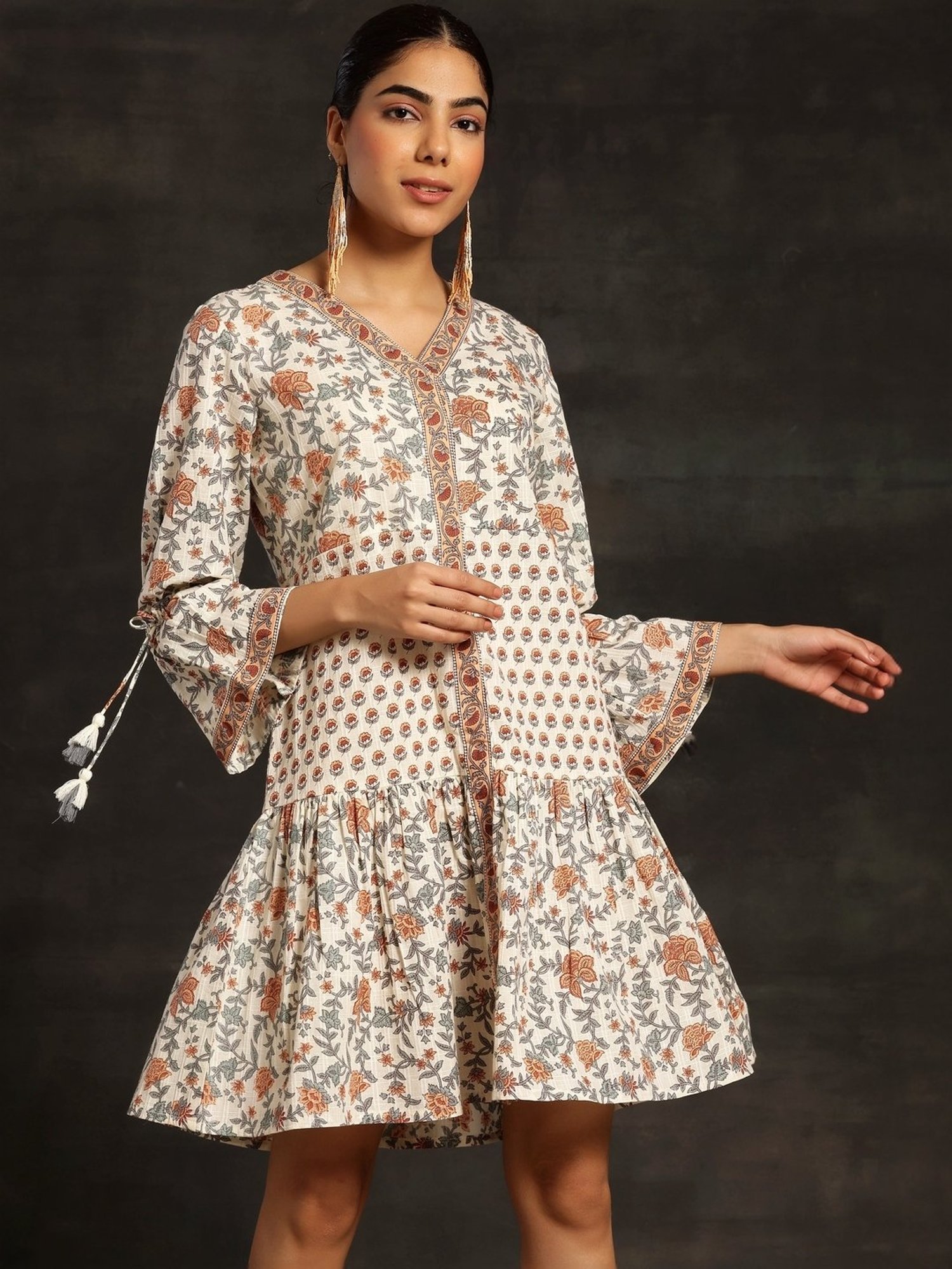 Saffron Threads Red Ethnic Dresses