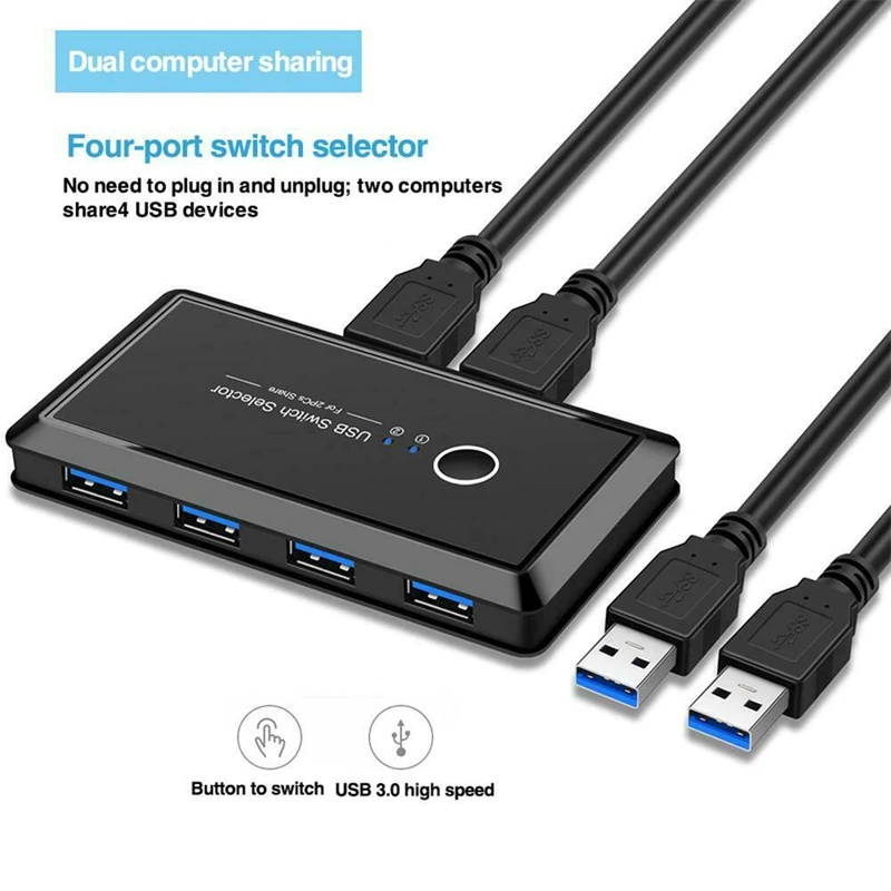 Switch Box USB 3.0 Switcher 2 Port PCs Sharing 4 USB Devices for Keyboard Printer Monitor USB Switch
